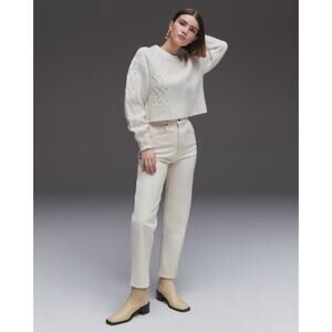 NWT Everlane Original Cheeky Jean High Rise Low Stretch Ecru Women 26 Crop